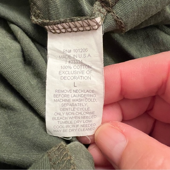 Soft Surroundings Ruffle Hem Knit Tank Dress Olive Green Vintage Wash Large - Picture 4 of 4